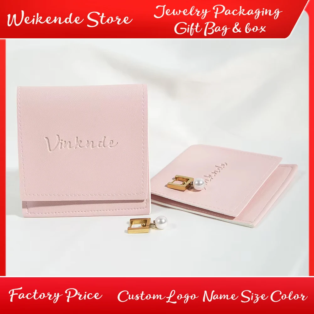 

Custom Logo Jewelry Organizer Bag for Travel Womens PU Leather Jewerly Pouch Travel Necklace Earring Ring Bracelet Storage Case