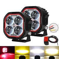 2 uds luces de conducción drl faros Led para motocicleta foco de lente láser intermitente moto lámpara antiniebla luces de trabajo para coche luces de haz alto y bajo