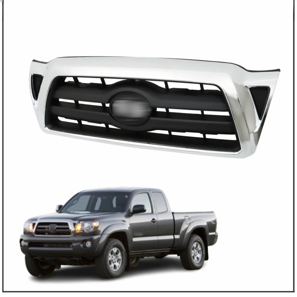 

Plastic Front Grille For Toyota Tacoma 2005-2011 Chrome Shell With Black Grill