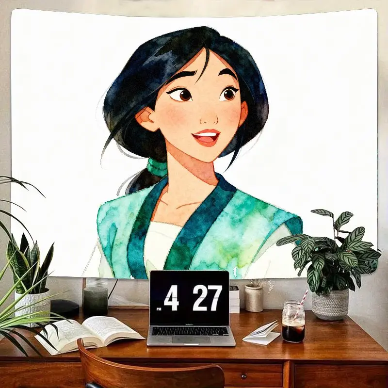 

1PC Brave Warrior Princess Mulan-Inspired Watercolor Tapestry Modern Polyester Wall Art Living Room Bedroom Dorm Decor Gift.