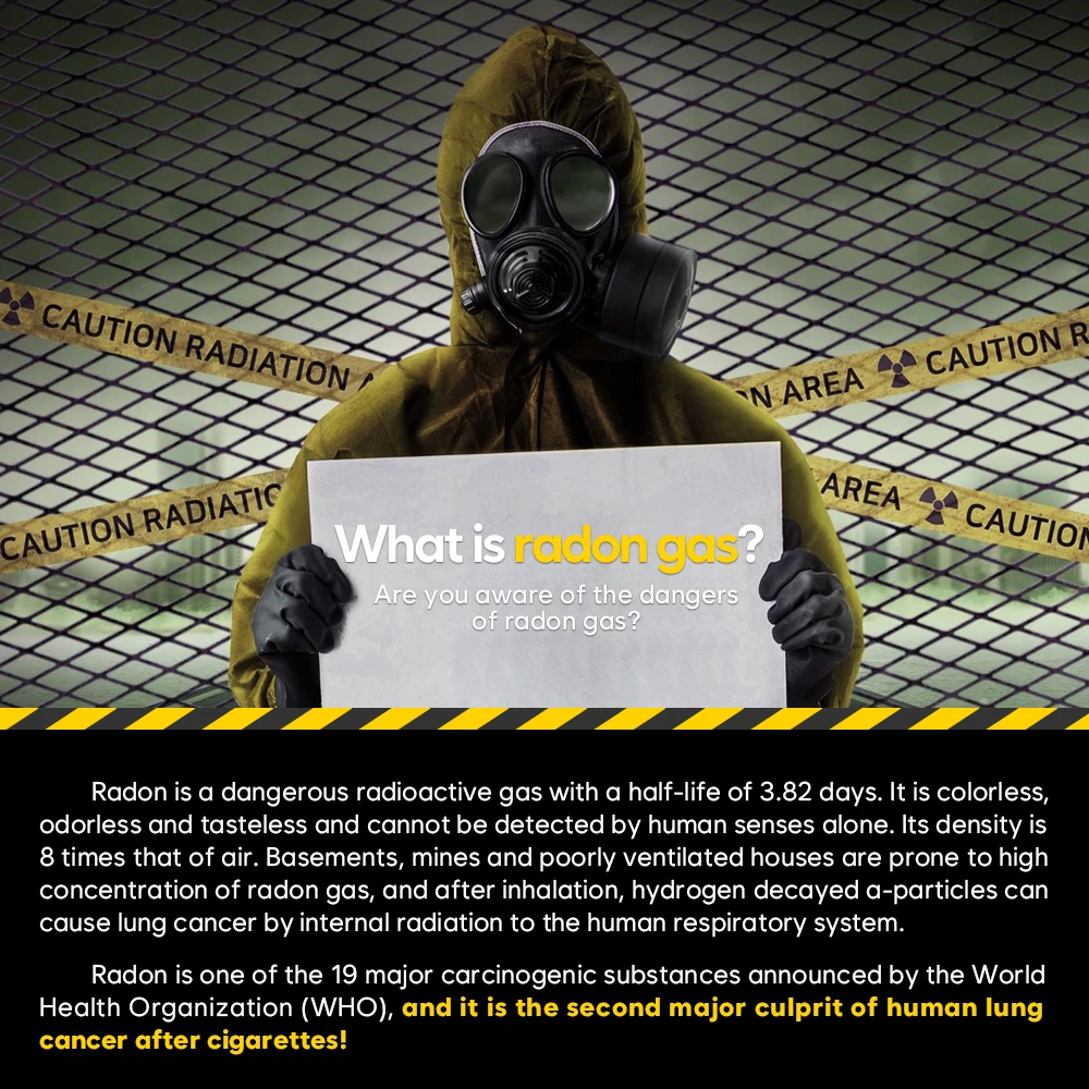 Handheld Real-Time Radon Gas Analyzer Detector New for Monitoring Historical Average Radon Gas Values and Viewing