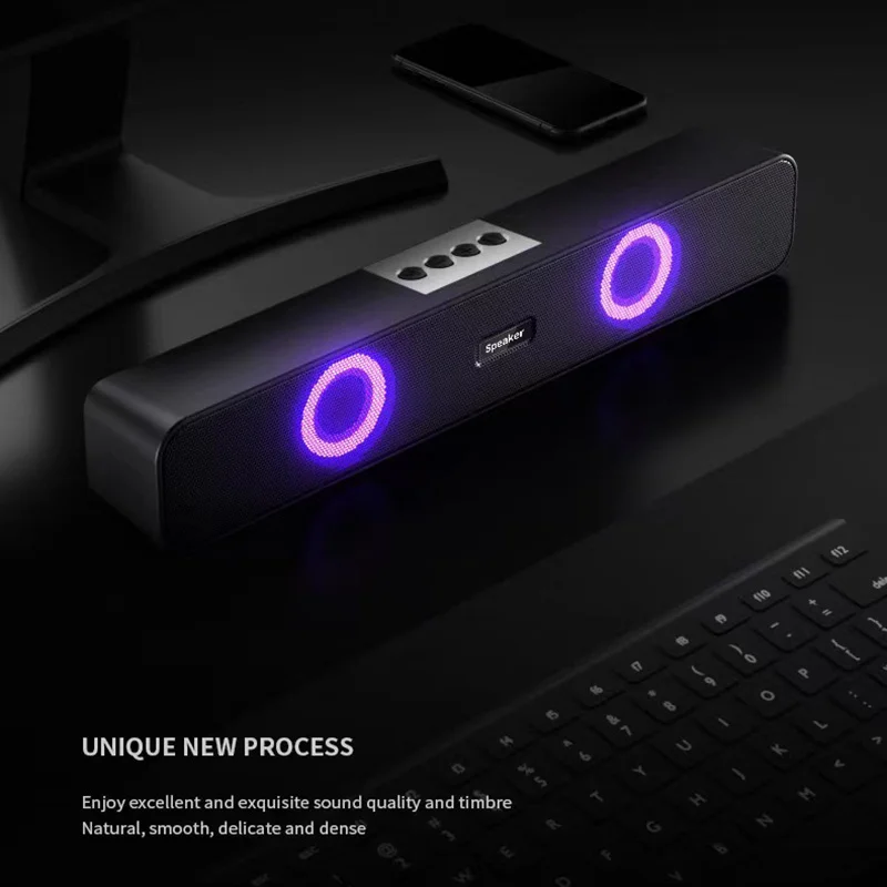 Bluetooth LED Light 4D Surround Speaker Home Theater Sound System Computer Soundbar For TV Subwoofer Wired Stereo Strong Bass