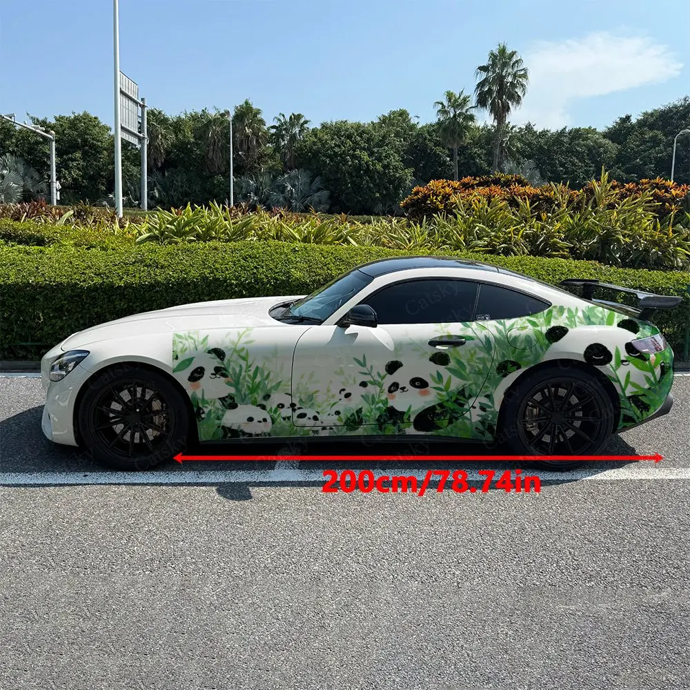 2pcs Bamboo Panda Cute Roar, Durable, Fade-resistant, Enhance Vehicle Aesthetics With Bold Artistic Design Car Vinyl Wraps