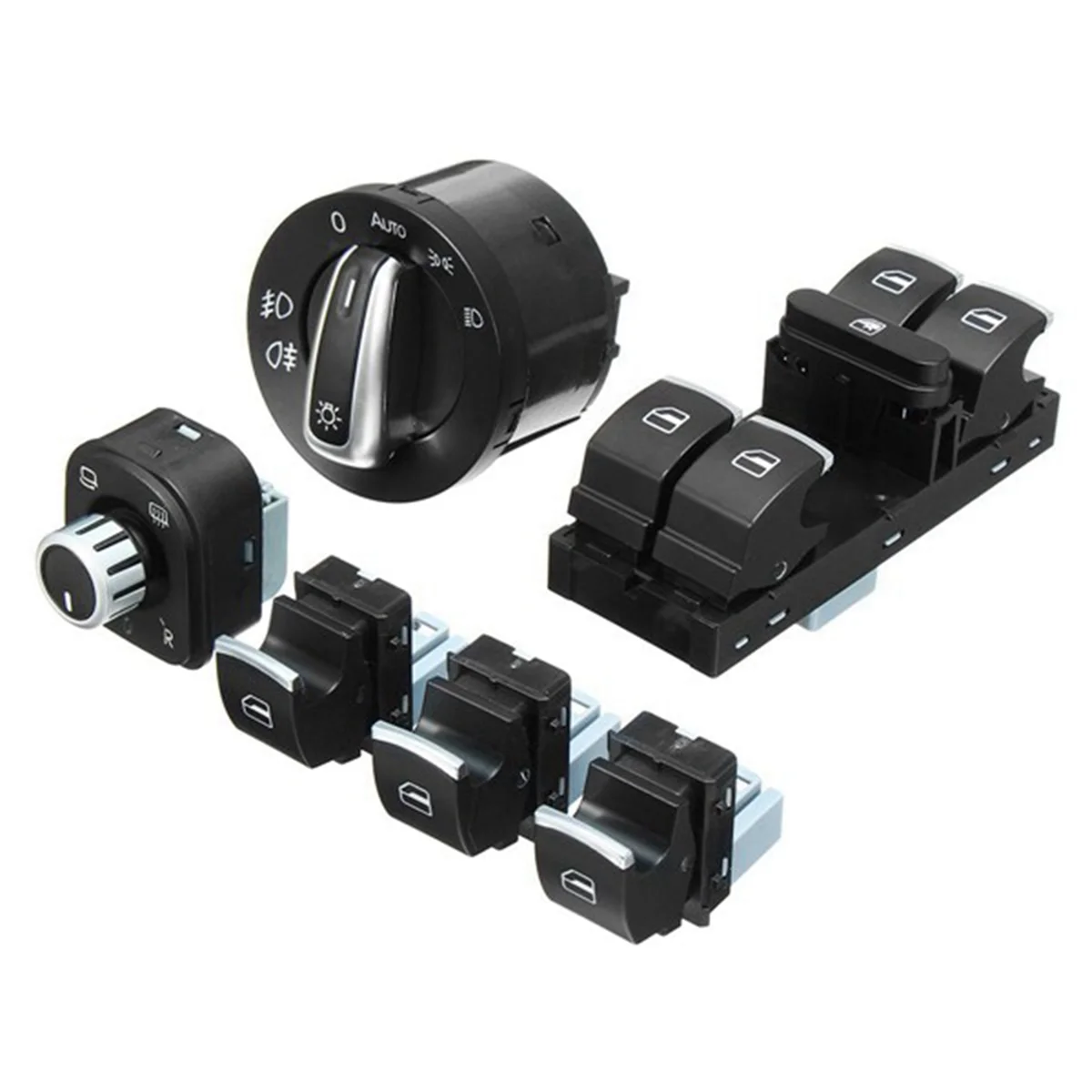 5ND 959 565A 5ND 959 857 5ND941431B 6Pcs Window Mirror Headlight Switch Set for VW Golf MK5 6 Jetta MK5 Passat B6 Tiguan