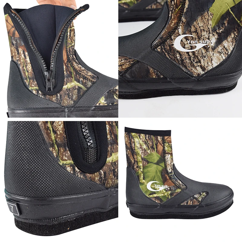 Camouflage Fishing Shoes 5MM Neoprene Anti-slip Fishing Boots Quick Drying Waterproof Upstream Shoes Outdoor Hiking Diving Shoes