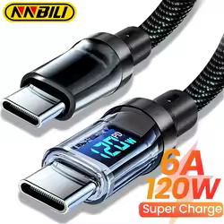 NNBILI 120W A-C and C-C Phone Super Fast Charging Cable with LED display screen, Xiaomi iPhone、 Samsung not compatible