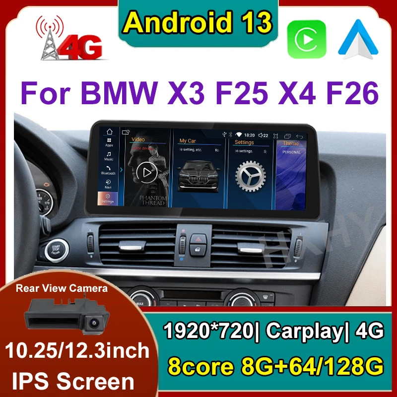 

12,3 дюймовый Android 13 автомобильный DVD-плеер для BMW X3 F25 X4 F26 CIC NBT EVO система Мультимедиа Радио GPS Навигация Аудио Carplay