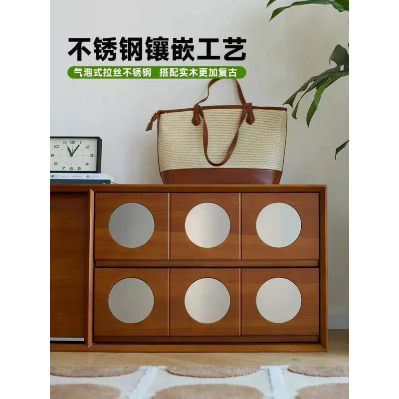 Nordic solid wood TV floor cabinet, free combination solid wood module card door storage cabinet