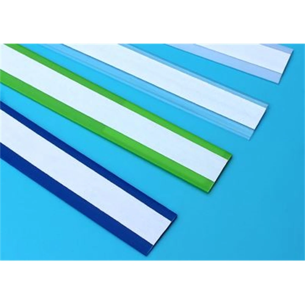 Width 42mm L 1.2-1 M With Tape Flat Adhesive Label Holder Strip Shelf Price Talker Ticket Sign Clip Plastic Data Strip