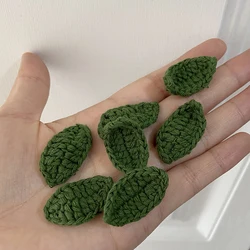 15pcs/Lot Green Leaf Handmade Crochet Cotton Thread Patches Leaves 3-color DIY Woven Leaf Decorations Ornament