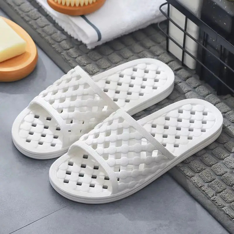 2024 Summer New Woman's One Word Hollow Bathroom Slippers Soft Sole Non Slip Light Home Slippers Quick Drying Slippers