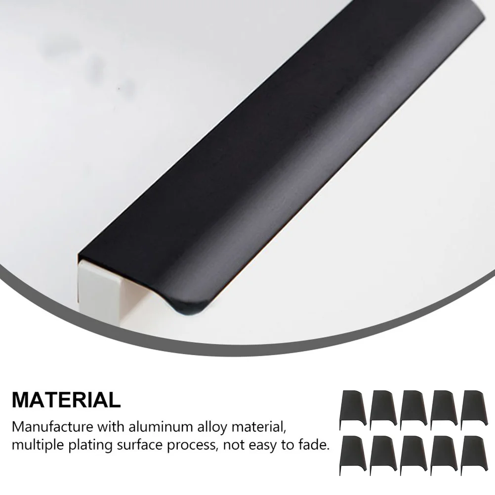 

10pcs Invisible Aluminum Pull Handles Arc Design For Cabinet Door Drawer Furniture Durable Punch-Free Hidden Finger Pull Bar