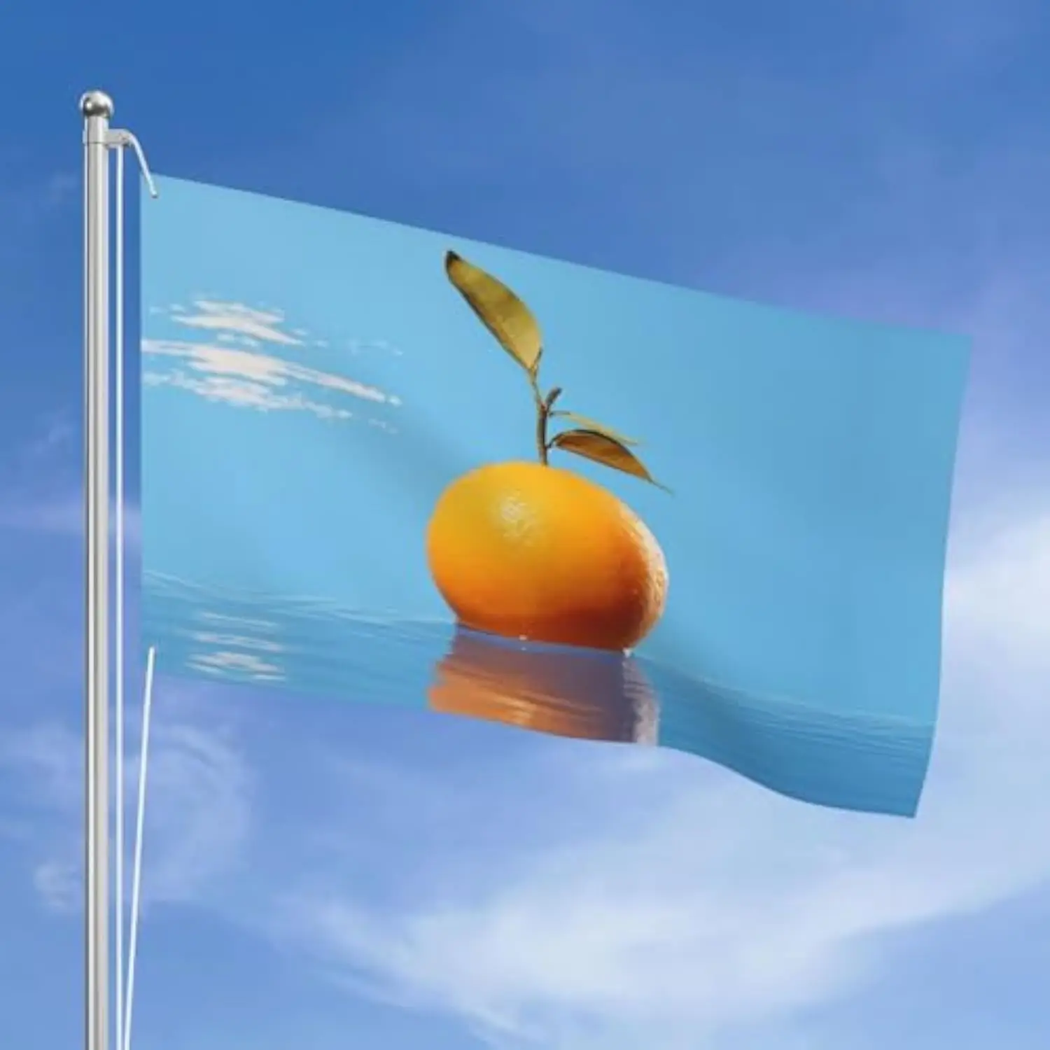 Orange Fruit on Water Summer Sky Flag Single-sided Printing Durable Outdoor Garden Banner House Decor