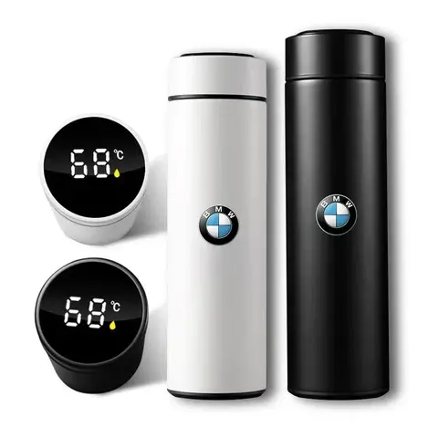 BMW 스마트 자동차 보온병 컵용 – E46, E39, E53, E36, F22, E87, E90, E91, X5, X3과 호환되는 온도 표시 커피 머그잔,