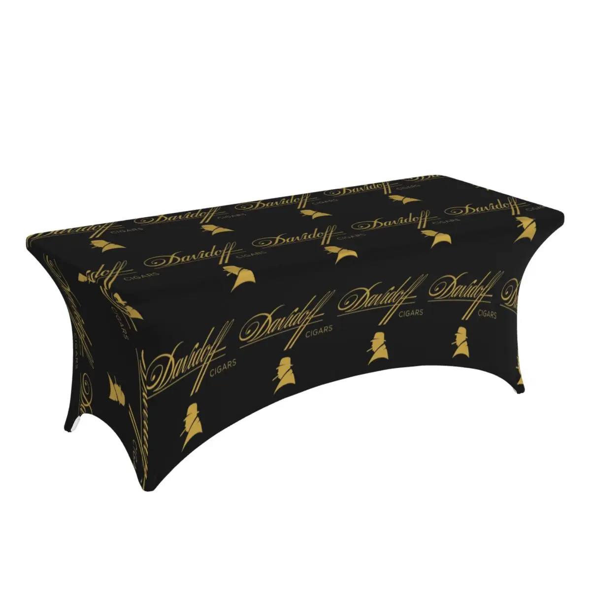 Mantel Rectangular Negro Personalizado Davidoff Cigars, Cubierta Impermeable para Mesa de Comedor, Mantel para Eventos
