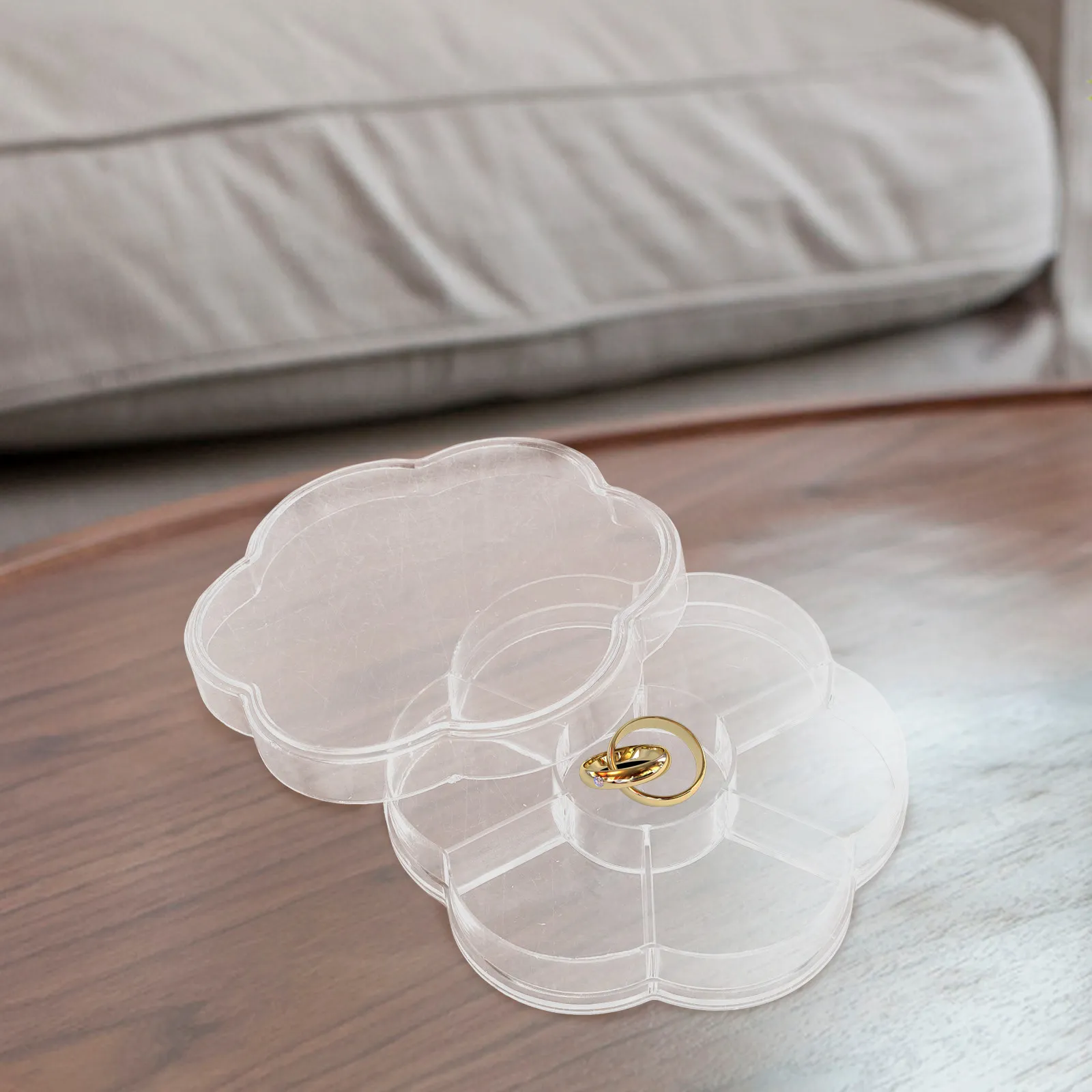 

2Pcs Transparent Acrylic Jewelry Storage Box for Earrings Rings Necklaces Beads Buttons Coins Zip Seal Travel Handbag Organizer