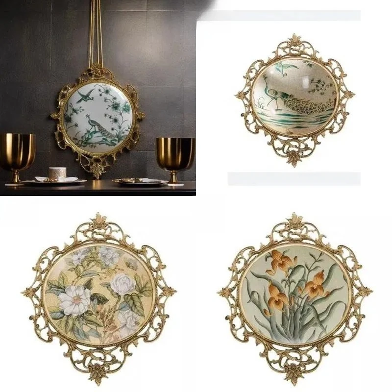 European Ceramic Bronze Painting Pattern Wall Hanging Board Home Decoration Handicraft Accessories
