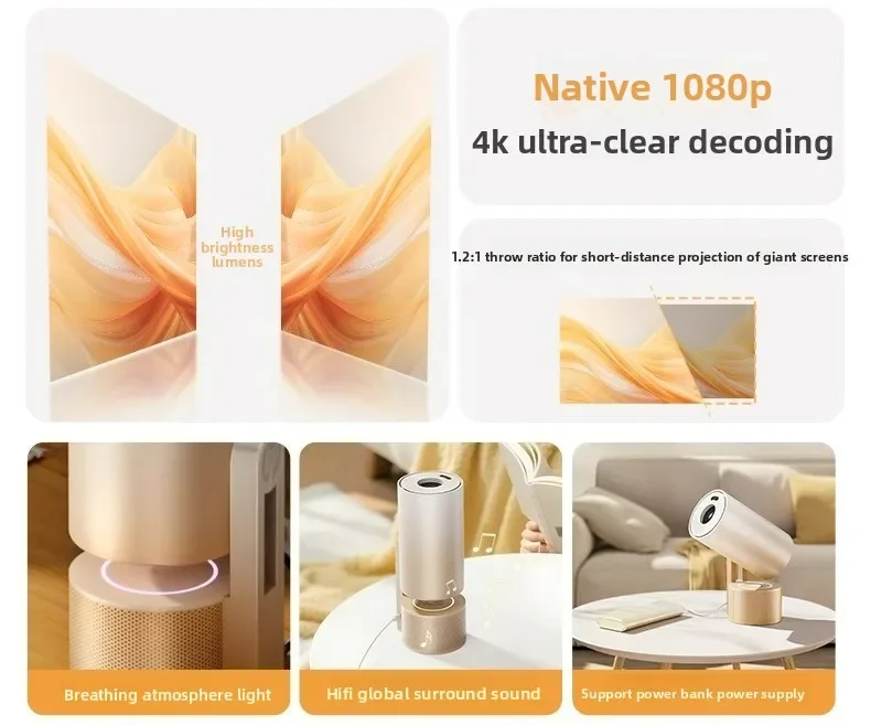 

CP300 HD Projector Portable Home Theater Movie Projector for Bedroom Dormitory Wall Projection Smart Screen Mini Video Projector