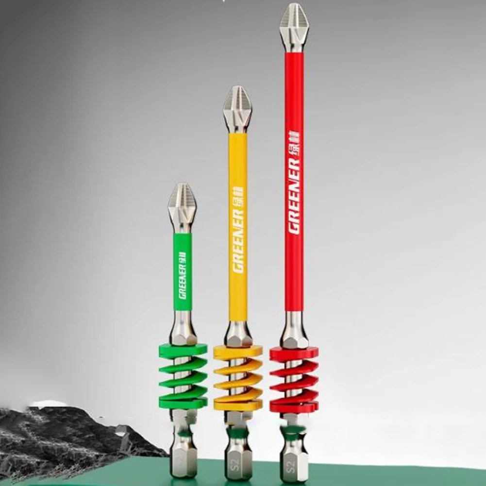 

3-pcs Non-slip Rainbows Spring Drill Bit Set, Magnetic Screwdriver Bits Suitable For Electric Screwdrivers And Electrician Tool