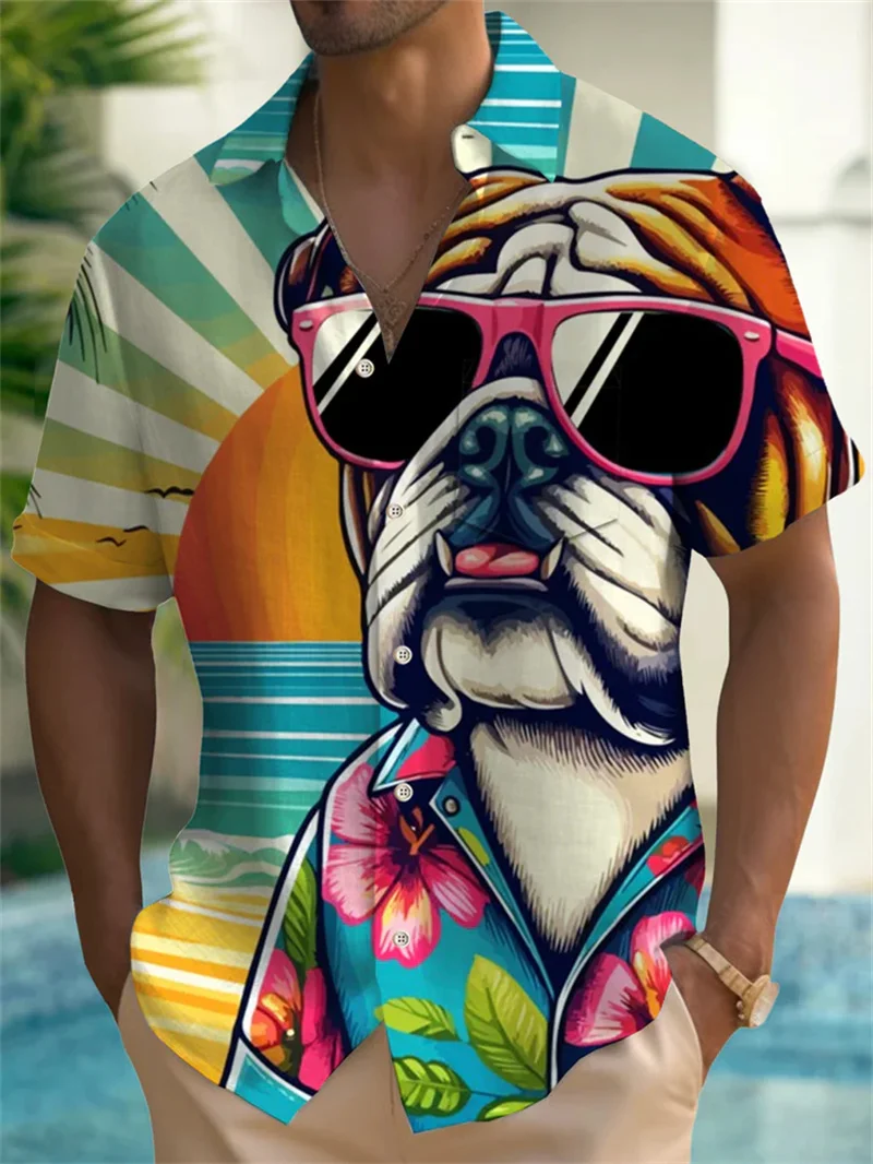 

2025 Oil Painting Hawaiian Shirt Hot Print Shirt Men's Fashion Short Sleeve Loose Harajuku Beach Shirt Men