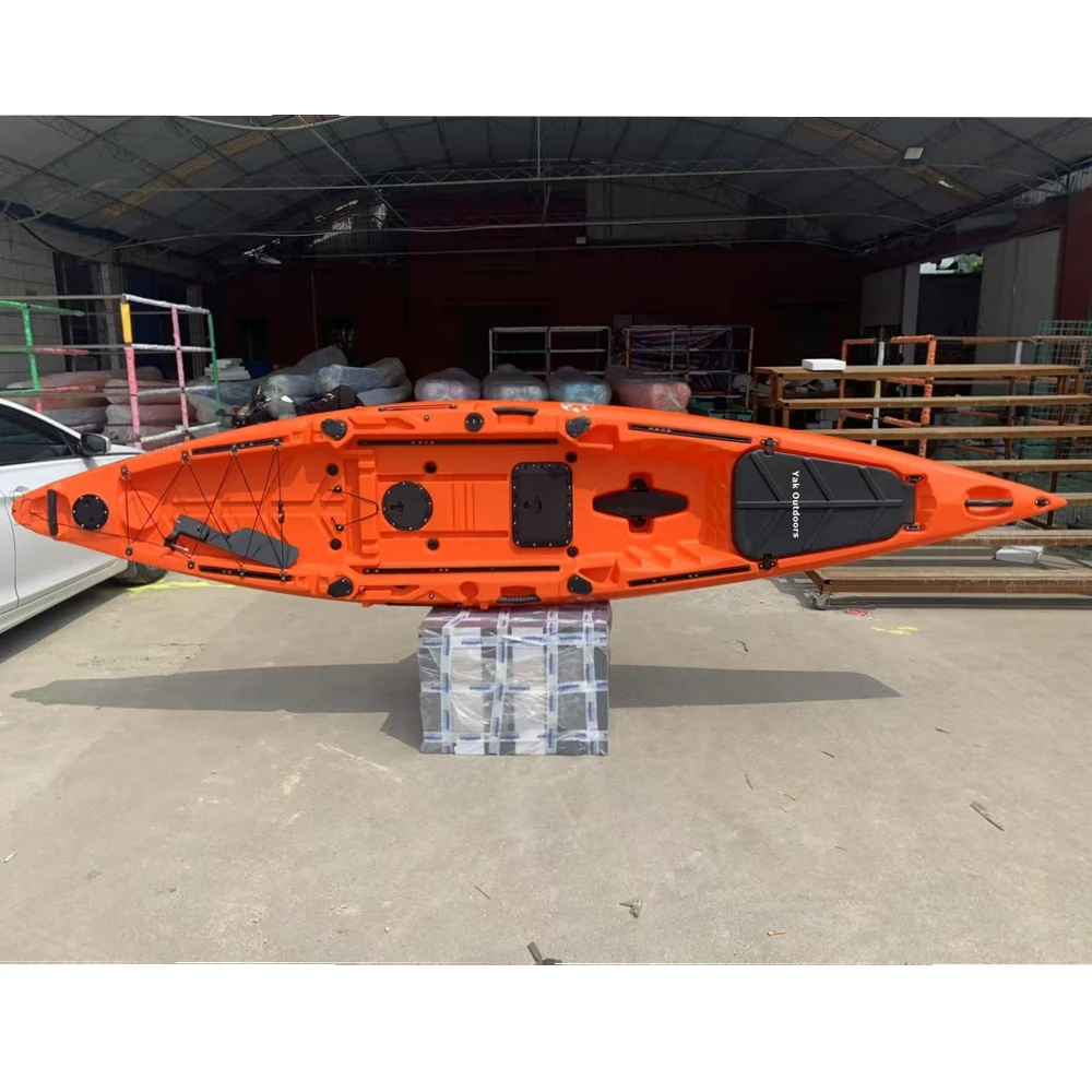 Efficient 4.15m Aluminum Pedal Drive Ka Canoe One Person Kajak Outboard Motor New Plastic Fishing Boat Big Surfing