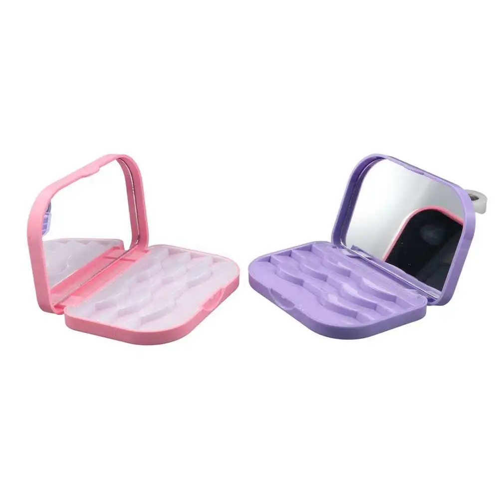 Empty False Eyelashes Storage Box With Makeup Mirror Plastic 3 Pairs False Eyelash Box Waterproof Lashes Container Box Travel