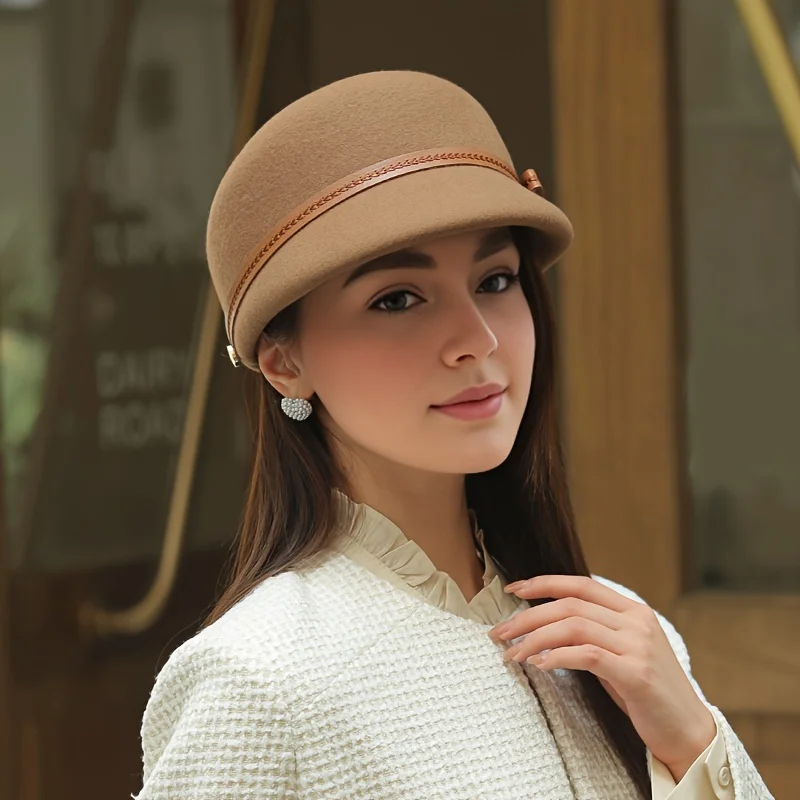 Wool duckbill hat for children's autumn and winter new style newsboy hat retro fashion versatile equestrian hat beanie hat