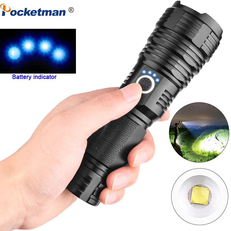 

Super Bright XHP70.2/XHP50 LED Flashlight Telescopic Zoom Flashlights Rechargeable Flashlight Waterproof Torch 18650 26650