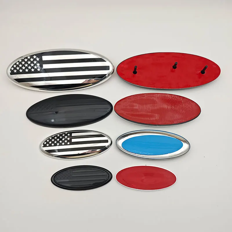

ABS+Aluminum Car Rear Trunk Stickers Front Grille Badge American Flag Emblem for Ford Hood Logo F150 F250 Accessories