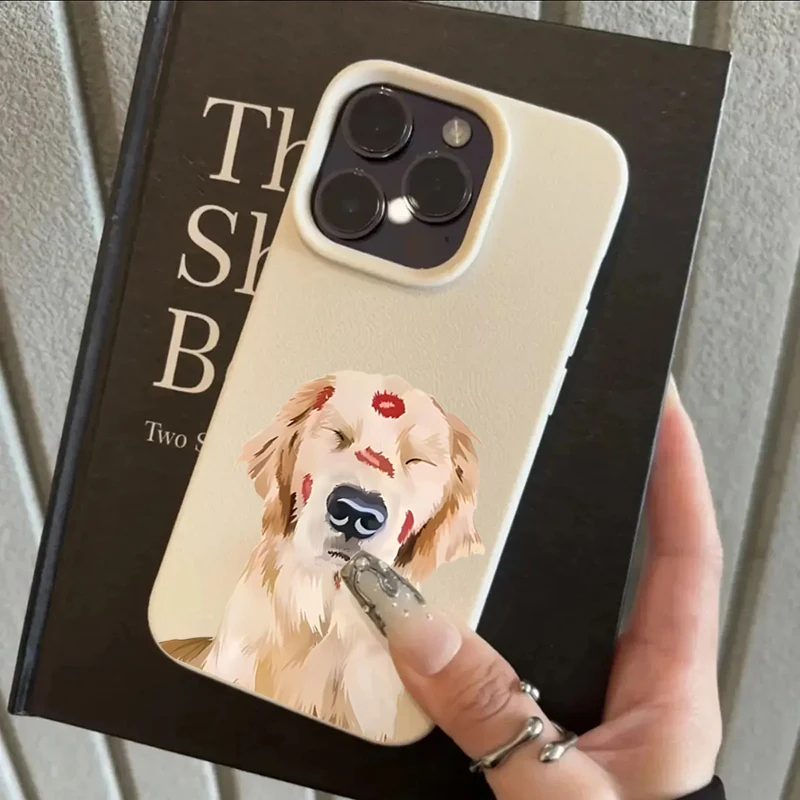 Cute Golden Retriever Red Lip Print Phone Case for Samsung Galaxy A16 A15 A36 A55 A56 A35 5G S25 S24 S23 Ultra S22 Plus FE Cover - view 4