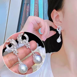 MeiBaPJ Luxurious 10-11mm Natural Rice Pearls Fashion Drop Earrings 925 Silver Fine Wedding Jewelry for Women