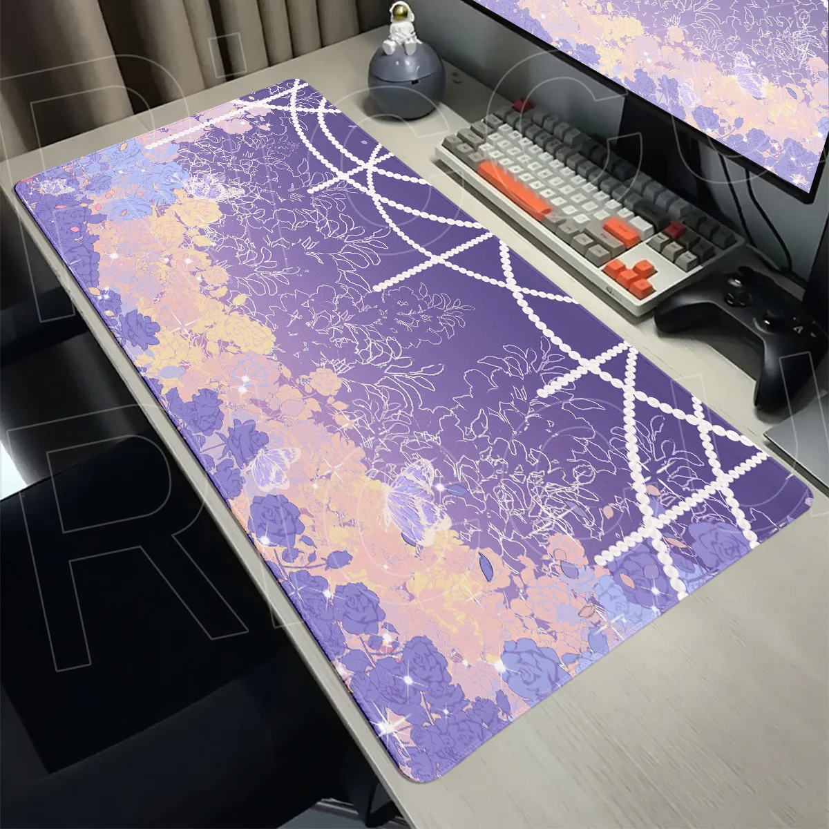90x40cm Pink Flowers Pattern Office Deskmat Girl Gift XXL Large Computer Rubber Mouse Pad  Table Decor Rugs Keyboard Accessories