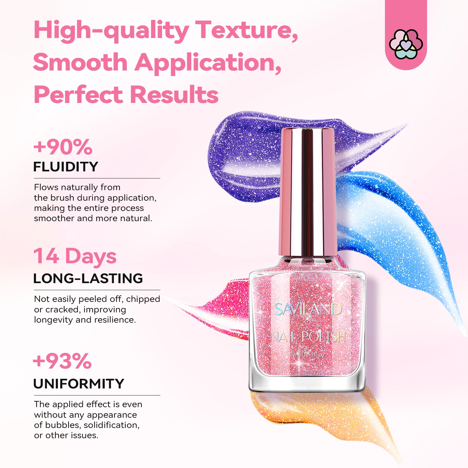 SAVILAND 12 لون بريق مجموعة طلاء الأظافر الهواء سريعة الجافة غير هلام مع قاعدة معطف فوقي المجسم لامع ورنيش للتقليم #4