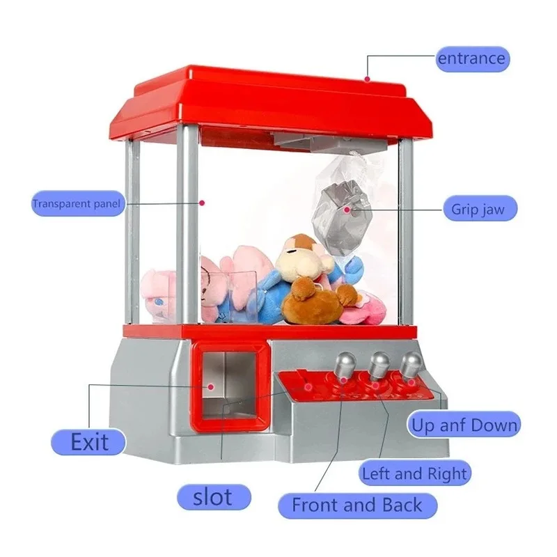 STLF Coin-Operated Mini Home Candy Crane Machine Toy Kids Pretend Play with Amusement Function for Ages 3+