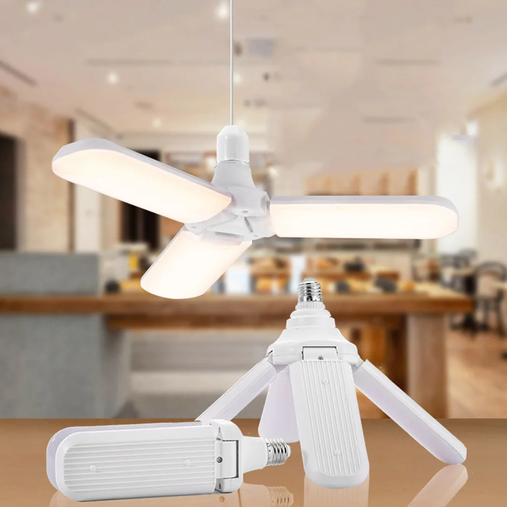 

45 W Folding Deformation Lamp Foldable Fan 3 Blades Light LED Bulbs Home Chandelier Garage