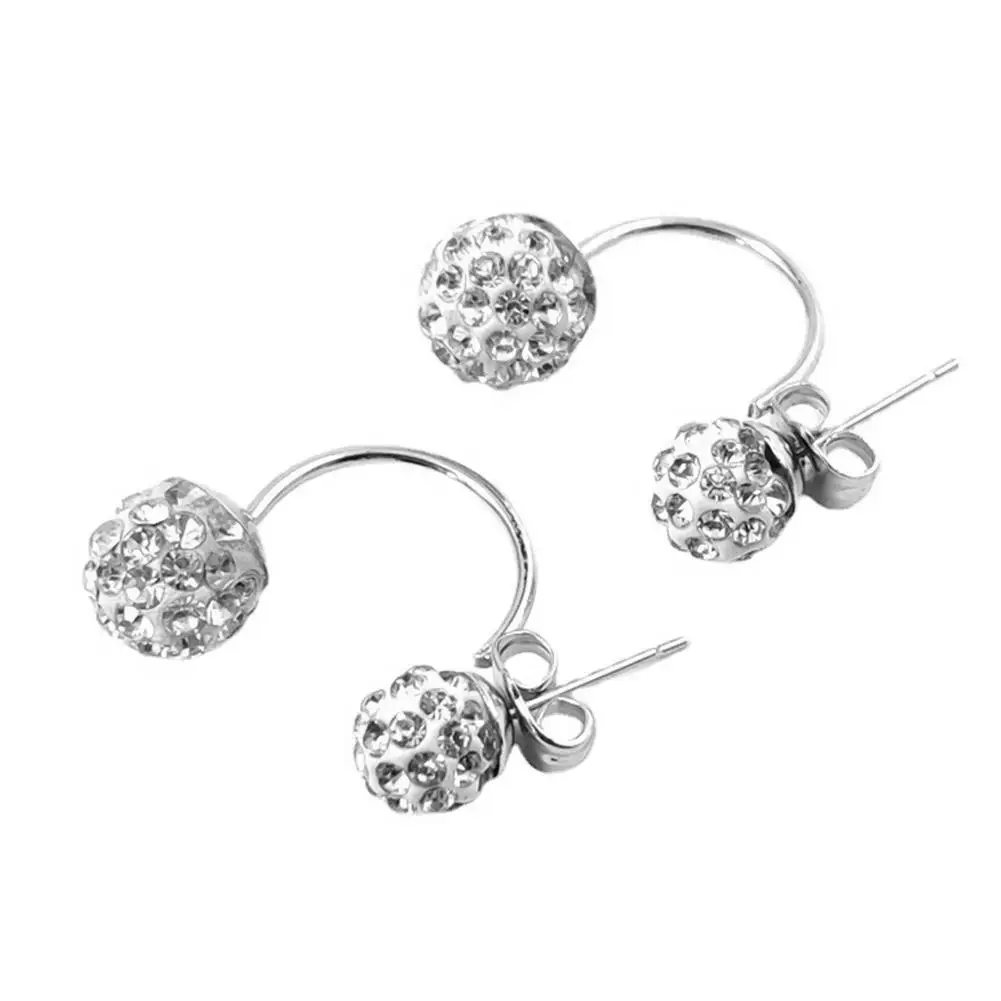 Shambhala Double Ball Design Stud Earrings Women\'s Jewelry Double Crystal Ball Earrings Korean Style Jewelry Accessories