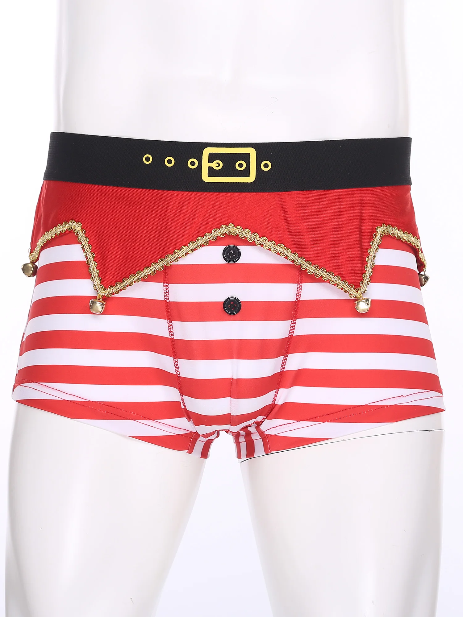 الرجال عيد الميلاد الملابس الداخلية مضحك السراويل الملابس الداخلية الجدة عطلة سراويل داخلية للرجال حزام مطاط غير النظامية لوحة أجراس شريط السراويل #4