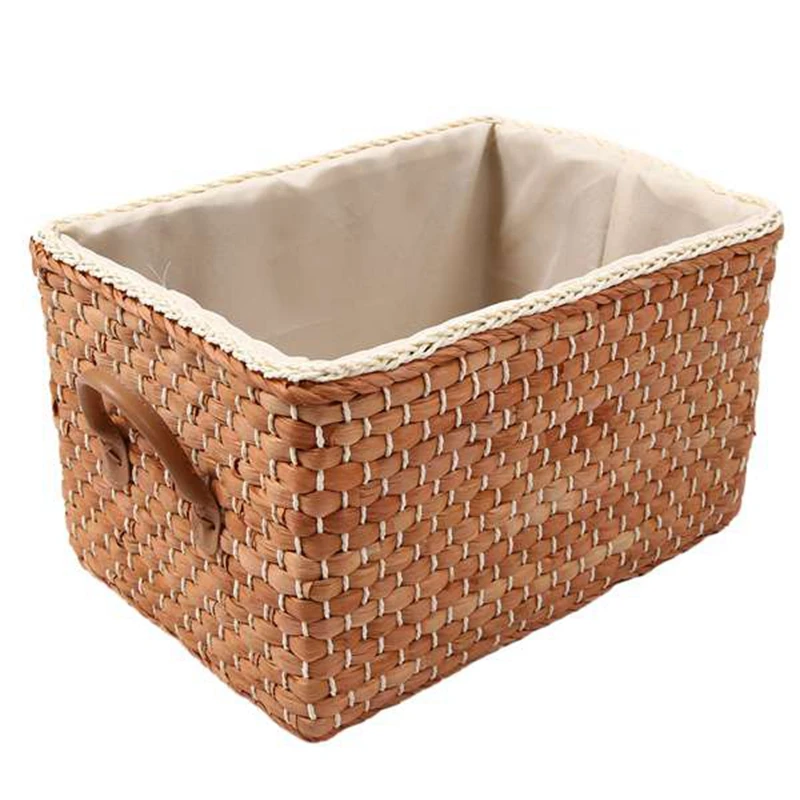 Manual Woven Storage Basket Handmade Laundry Wicker Baskets Sundries Organizer Clothes Toys Container Decoration -Brown