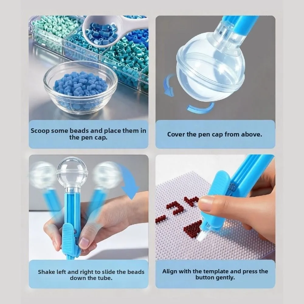 Automatic Fuse Bead Pen 2.6mm Tip Efficient Bead Placement Pen Time-Saving Jam-Free Press-Type Bead Pen Beading Project