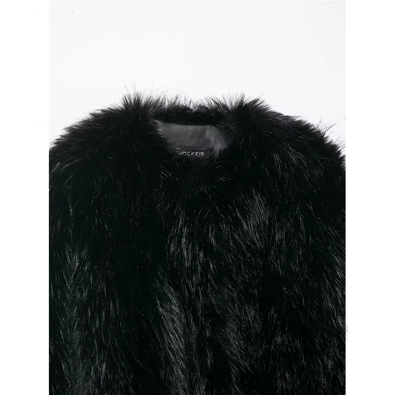 فو الفراء معاطف قصيرة المرأة موضة كم طويل زغب الفراء الدافئة جواكت شتوية للنساء 2025 أنيقة ملابس خارجية جديدة غير رسمية #5