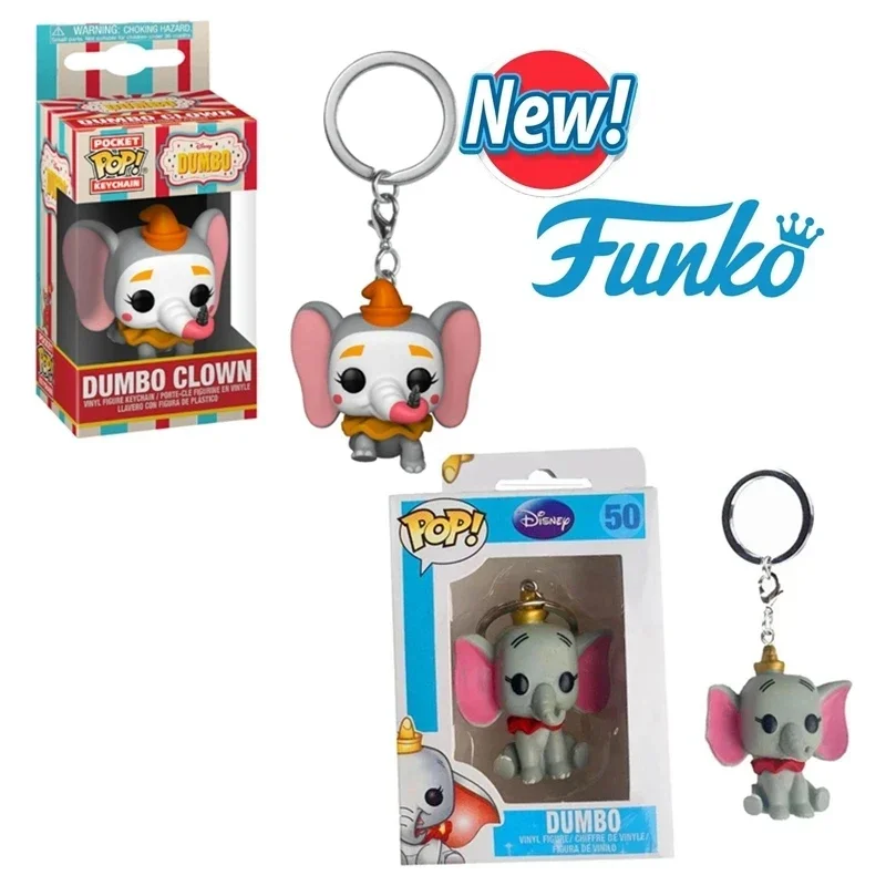 FUNKO Keychain PVC Action Figure Disney Dumbo Clown Dumbo Collection Model Keyring with Box Bag Pendant Toys for Gifts