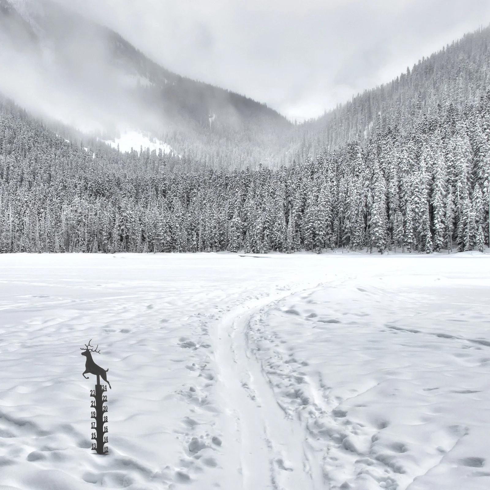 Medidor de nieve, decoración navideña de Metal, decoración navideña de Metal, estaca para patio, decoración de césped de invierno, palo medidor de nieve, inserto de tierra