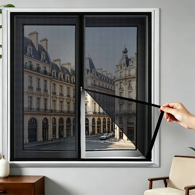 Mückensicheres Fenstergitter mit Reißverschluss, Maßanfertigung, Selbstklebendes Fenster-Mückennetz, Fliegengitter für Fenster