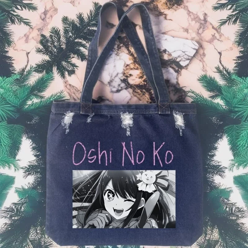 Oshi No Ko Anime Ai Hoshino Ai Ruby Akane Retro Washed Denim Handtasche Herbst Lazy Vielseitige Pendler-Umhängetasche für Frauen