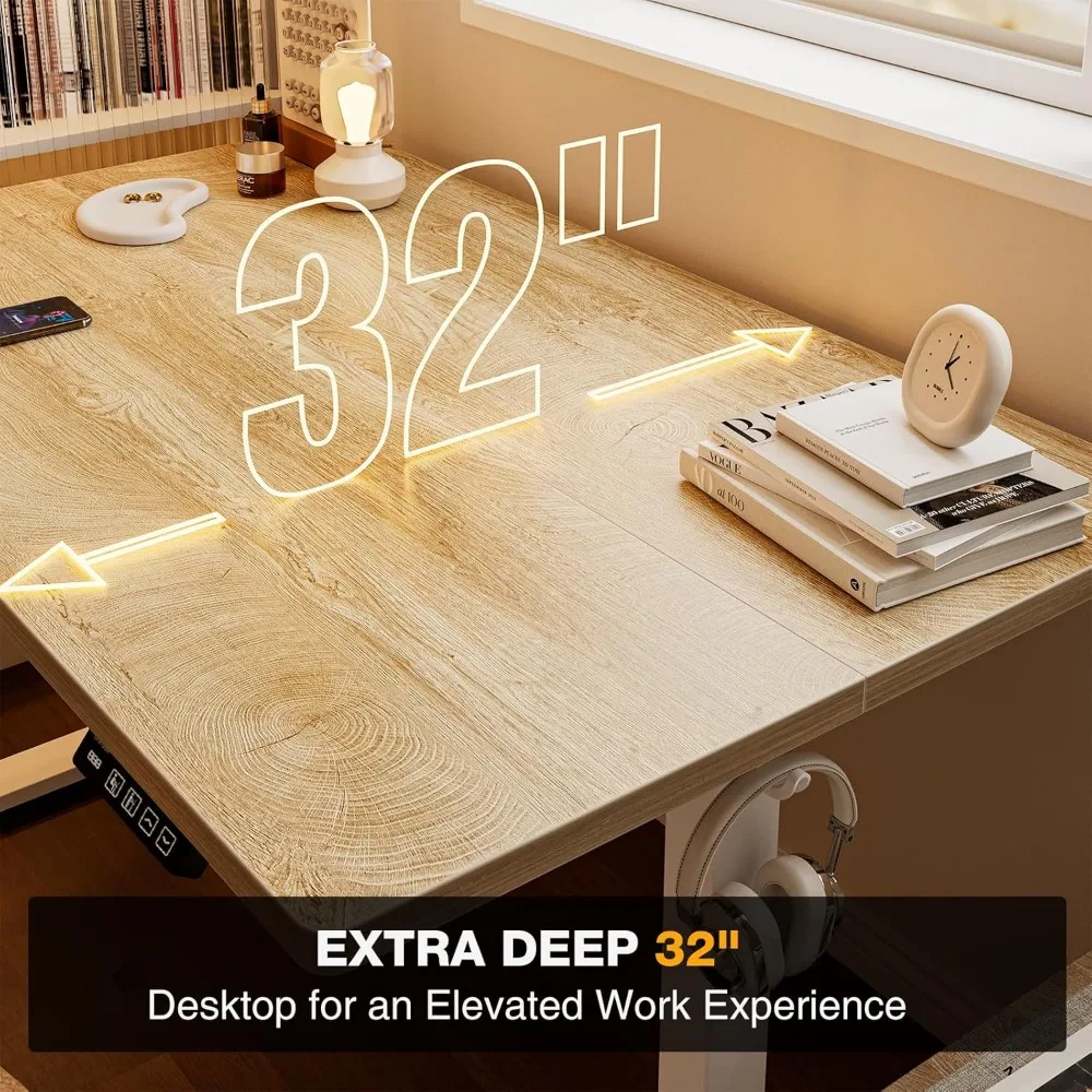 مكتب كهربائي كبير قابل لضبط الارتفاع مع إعدادين مسبقين للذاكرة، سطح مكتب عميق 55 × 32 لمحطات العمل في الحامل #4