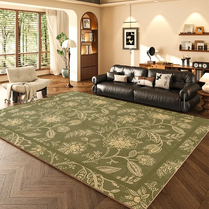 Retro Green Plants Carpet PVC Leather Kitchen Foot Mats Anti-slip Durable Floor Mat Oil-resistant Washable Easy Clean Rug Tapis