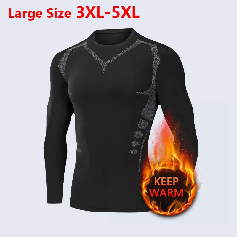 

Large size tight fitting men's long sleeved wool warm autumn fitness running clothes breathable training basketball base shirt