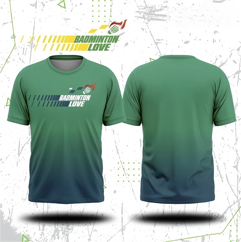 Simple Gradient Badminton T Shirts For Men Summer Fashion Sports Wear 3D Printed T-shirts Casual Oversized Quick Dry Tees Tops