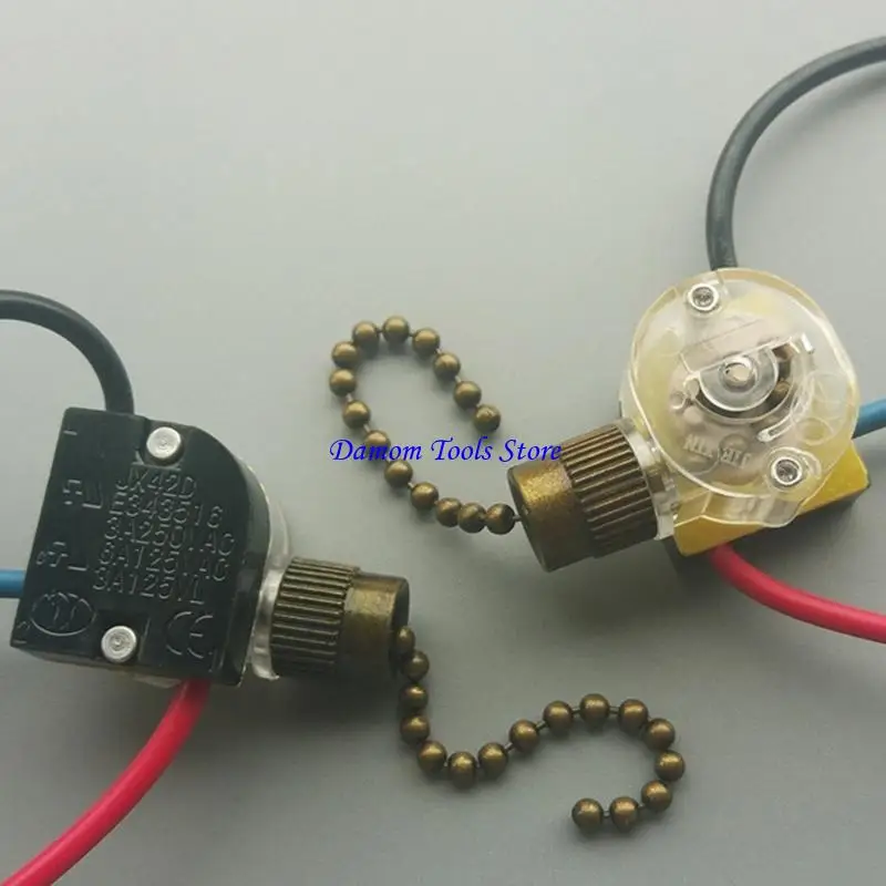 57BE 3 Wire Ceiling Fan Pull Chain Switchs Replacement Semi-clear Pull Chain Switchs