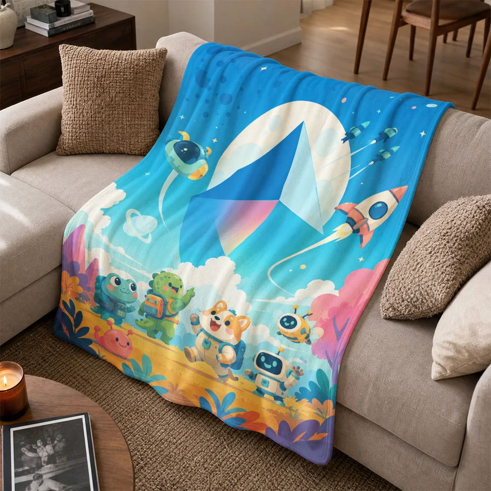 Cute Cartoon Forest Friends Throw Blanket Sofa Cover Kids Nursery Decor Jungle Theme Couch Throw Lap Blanket Bedding